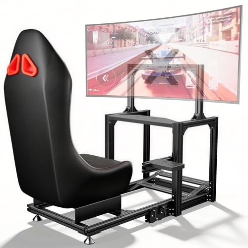 RACGTING Foldable Racing Simulator Cockpit with TV Mount
