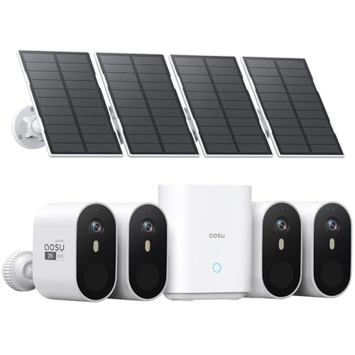 AOSU Solar Wireless Outdoor Security Cameras 2K QHD