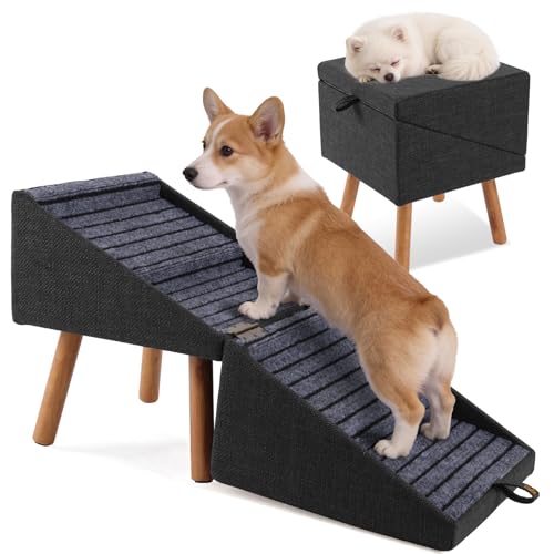 Ziluce Foldable Wooden Pet Stairs Ottoman
