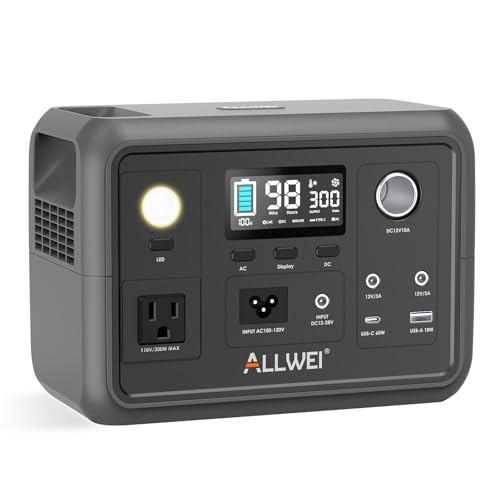 ALLWEI Portable Power Station 300W Solar Generator