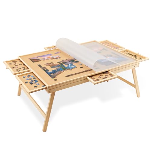 Jumbl Puzzle Table with Drawers and Foldable Legs
