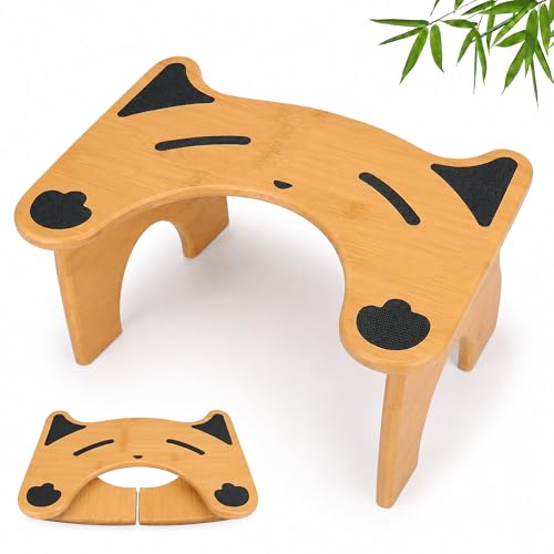 Bamboo Toilet Stool, 7-Inch Foldable Poop Stool