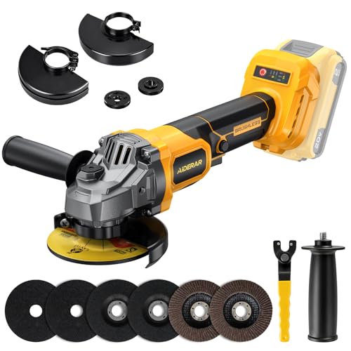 Aiderar Cordless Angle Grinder Tool, Brushless, 3-Speed Control