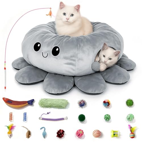 VIEFIN Indoor Cat Tunnel Bed with Toys