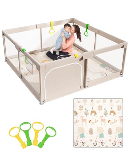 Mloong 59x59in Baby Playpen with Mat