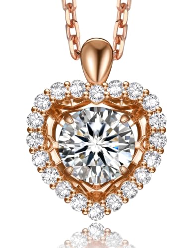 MomentWish Moissanite Heart Necklace for Women