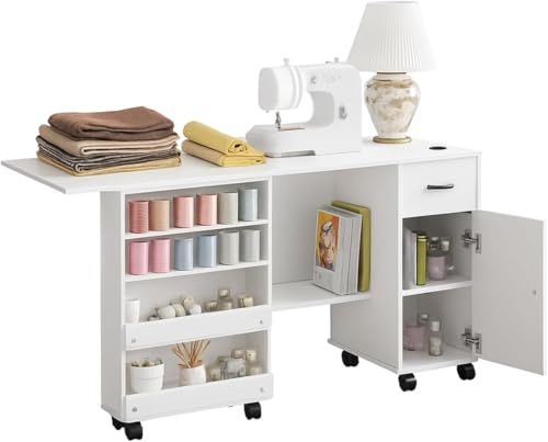 Garvee Sewing Table with Storage Shelves