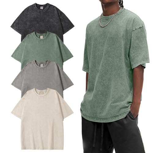 Eisctnd Men's Oversized Vintage T-Shirts 4-Pack