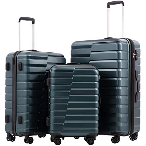Coolife Expandable Luggage Set Teal Blue