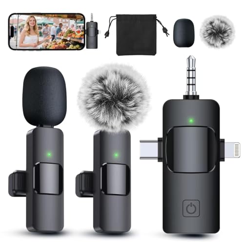 PQRQP 3 in 1 Wireless Lavalier Microphone