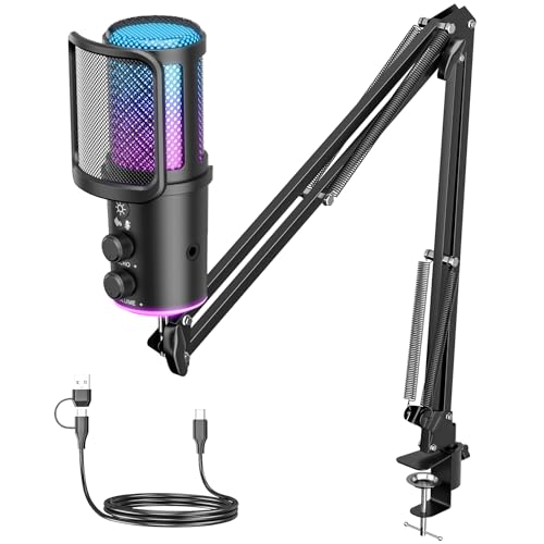 ONIKUMA Gaming USB Microphone with Boom Arm