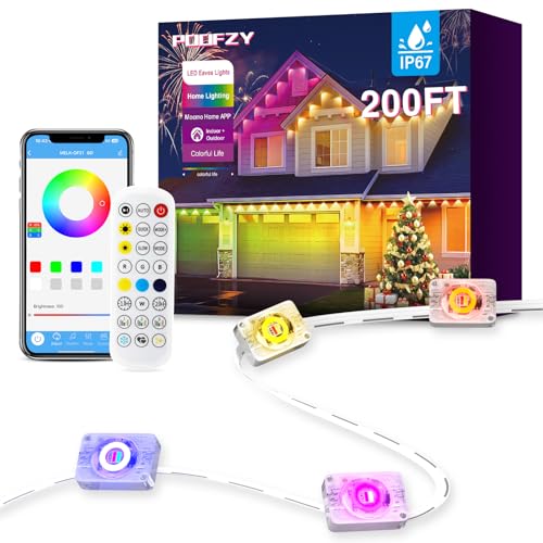 POOFZY Permanent Outdoor Lights 200ft RGB+IC