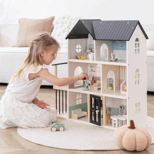 Leeshyah Modern Wooden Dollhouse Playset