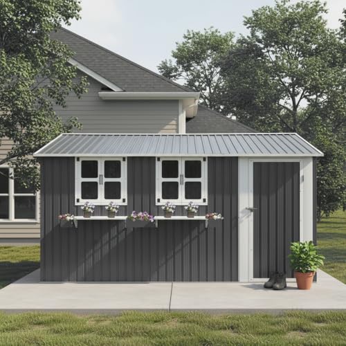 KEIKI Outdoor Metal Storage Shed 12x10 FT