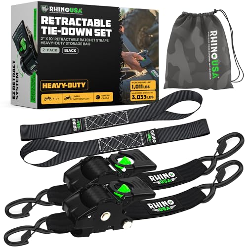 Rhino USA Retractable Ratchet Tie Down Straps