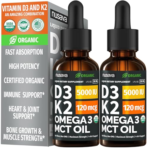 Organic Vitamin D3 K2 Drops with MCT Oil