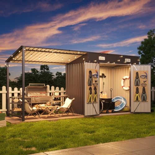 Aoxun Outdoor Storage Shed & Gazebo Combo