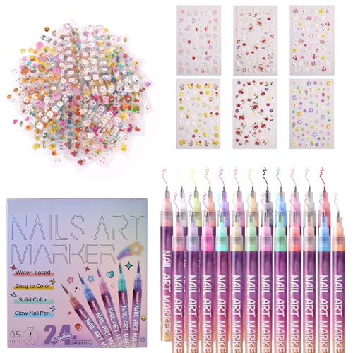 24 Colors Nail Art Pens Set
