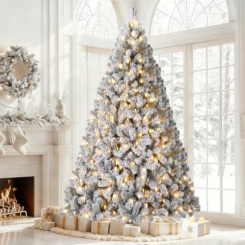 GarveeHome 6FT Pre-Lit Flocked Christmas Tree