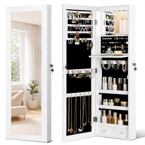 JOYUSAEN Mirror Jewelry Organizer with LED Lights