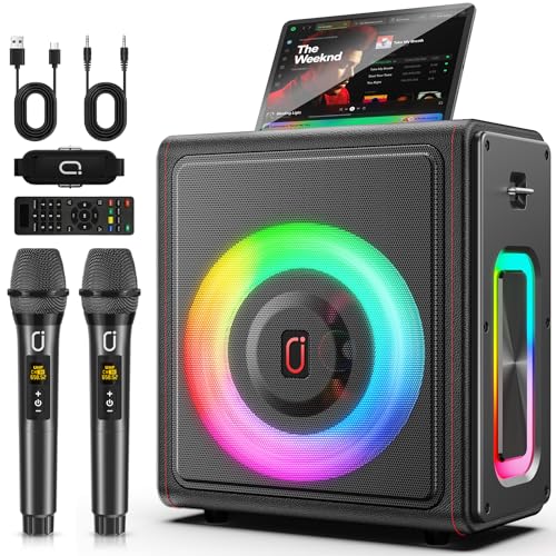 PPMIC Portable Karaoke Machine with Wireless Mics