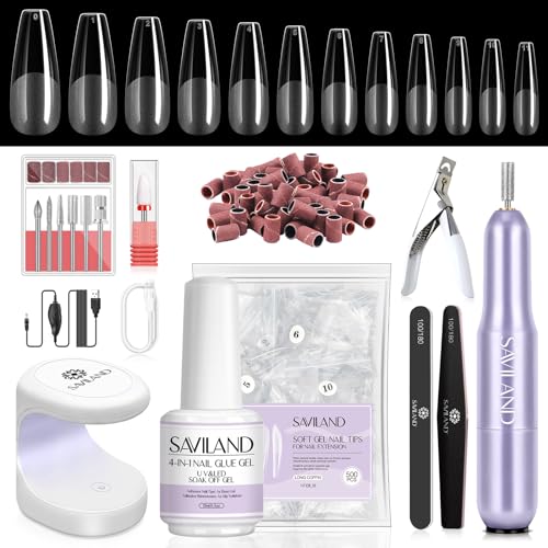 Saviland Gel Nail Kit: Long Coffin Extension Set
