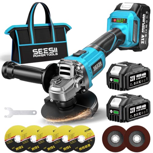 Seesii Cordless Angle Grinder 4-1/2 Inch