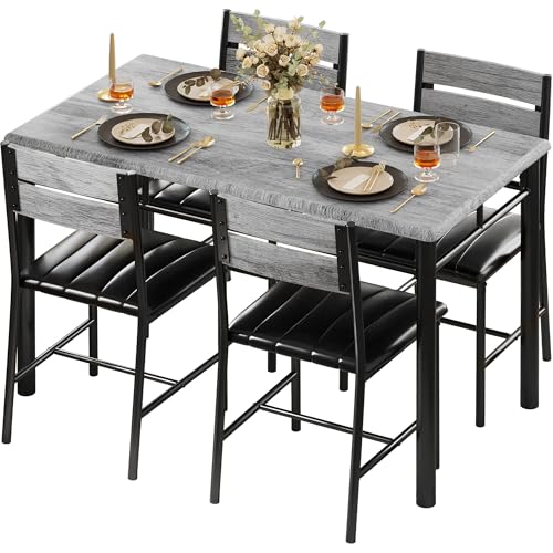 IRONCK Gray Dining Table Set for 4