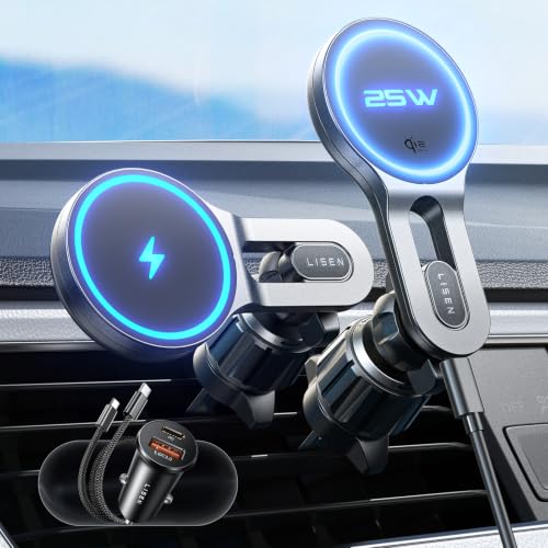 LISEN MagSafe Car Mount Charger for iPhone 16