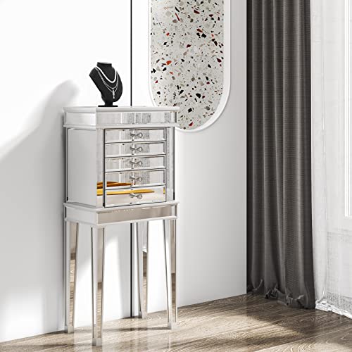 VINGLI Mirrored Standing Jewelry Armoire
