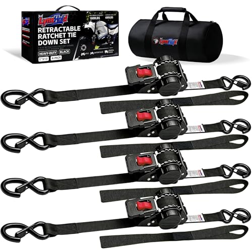 LynxHold Retractable Ratchet Straps 4-Pack