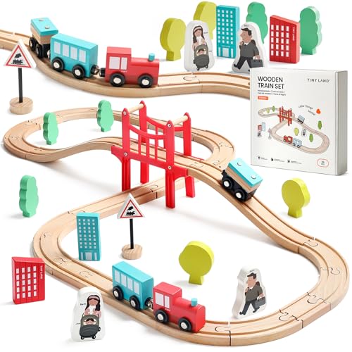 Tiny Land Wooden Train Set for Toddlers