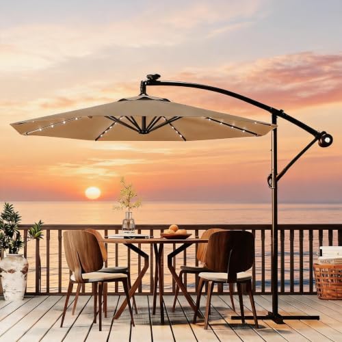 Garvee Solar Patio Umbrella Tan