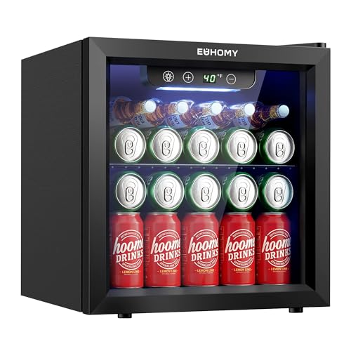 EUHOMY 48 Can Beverage Refrigerator with Glass Door