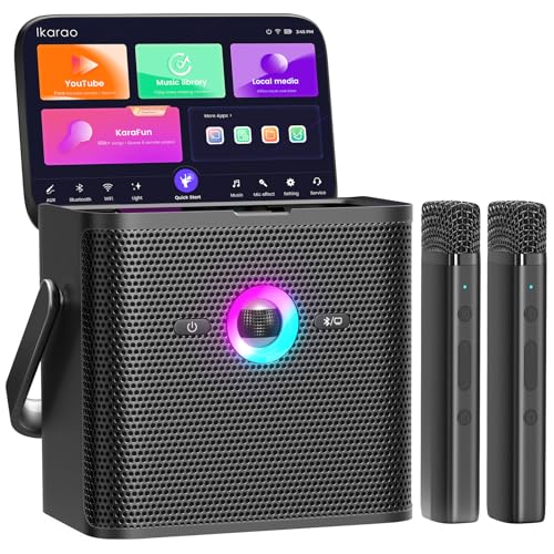 Ikarao Karaoke Machine with Display and Microphones