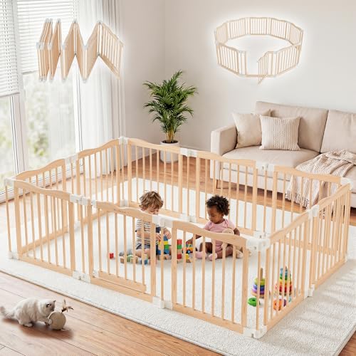 BlueWood Adjustable Foldable Wooden Playpen