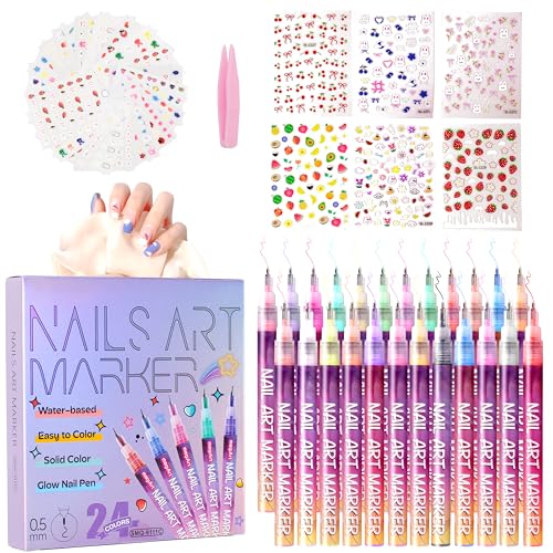 Pintada 24 Color Fine Tip Nail Art Pen Set
