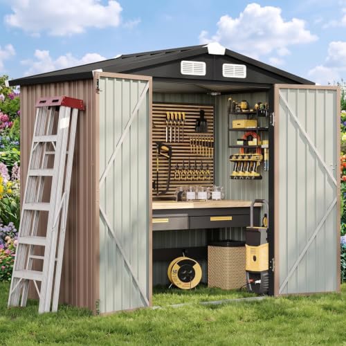 Aoxun Outdoor Storage Shed with Lockable Doors