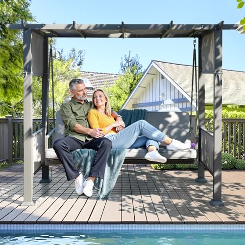 Pamapic Outdoor Swing Bed with Canopy