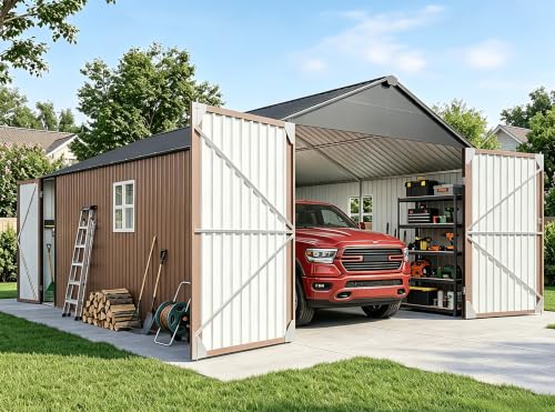 Aoxun 12x20x9.3 FT Outdoor Metal Garage Shed