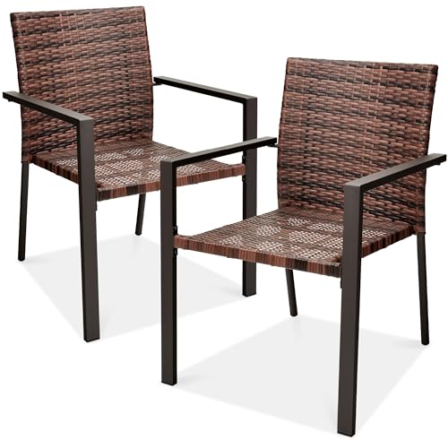 Stackable Wicker Dining Chairs Light Brown