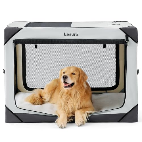 Lesure Collapsible Dog Crate - Light Gray