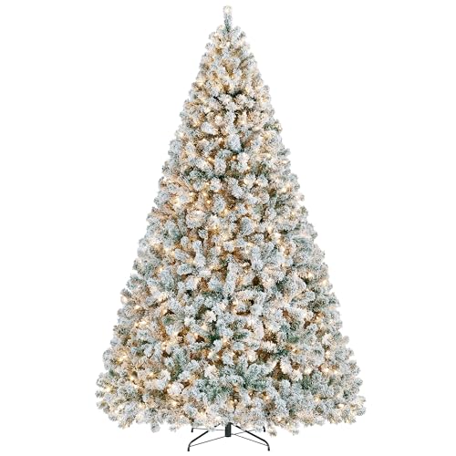 Yaheetech 9ft Pre-lit Flocked Christmas Tree