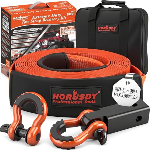 HORUSDY Heavy Duty Tow Strap with Hooks
