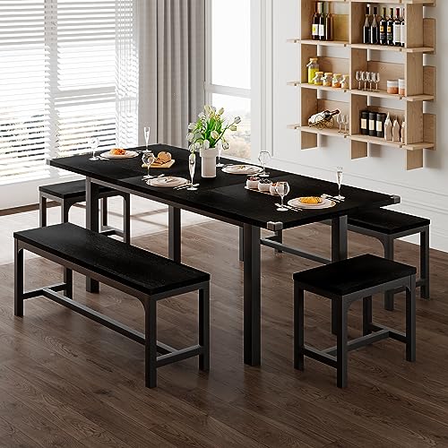 Feonase Extendable Dining Table Set with Benches