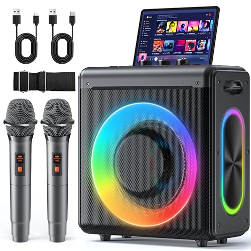 VERKB Karaoke Machine with Wireless Microphones