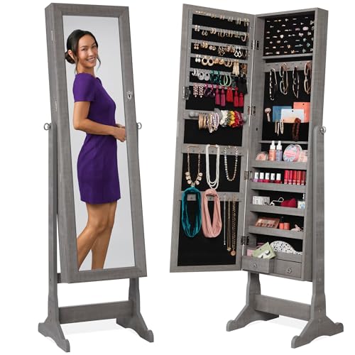 Freestanding Jewelry Armoire Cabinet with Mirror
