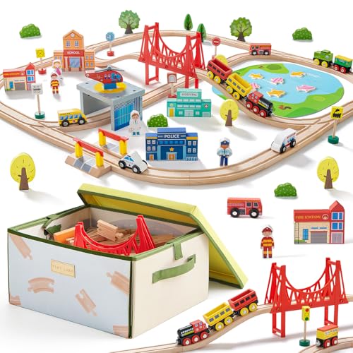 Tiny Land Wooden Train Set with Storage