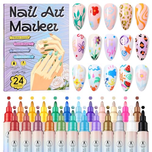 Saviland Nail Art Pens Set, 24 Colors