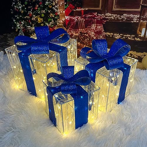 Purtuemy Christmas Lighted Gift Boxes Set